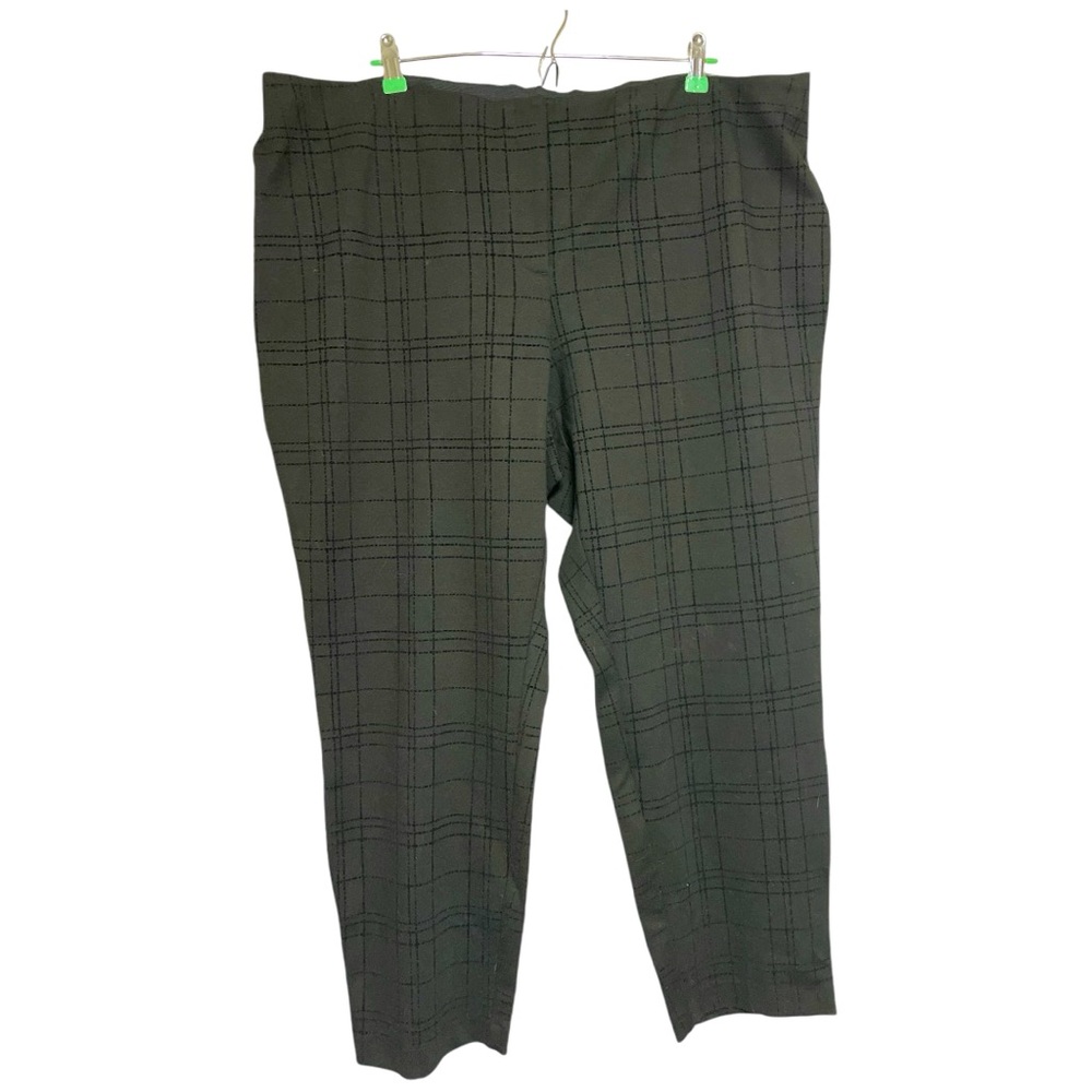 NWT Alfani 24W Black Trousers Skinny Leg Plaid Pattern